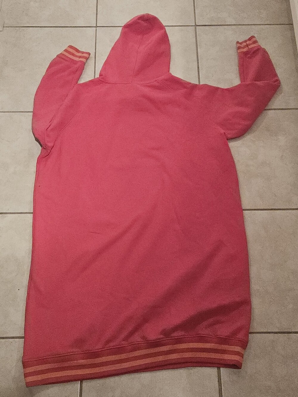 The Black Dog SZ L/XL Long Sleeve Hooded Sweatshirt Dress Pink Oversized - Picture 3 of 11